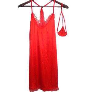 Sexy Lace Camisole top & Thong Teddy PJ's Set, Satin and Lace